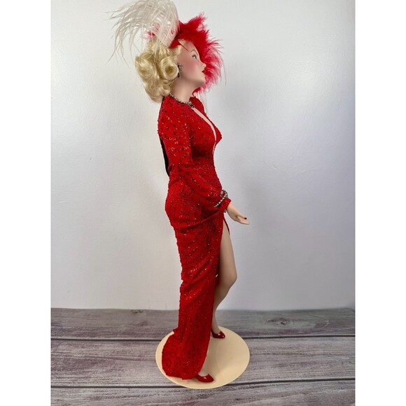 Franklin Mint Marilyn Monroe Vinyl 19" Doll Red Gown Gentlemen Prefer Blondes - Picture 8 of 16